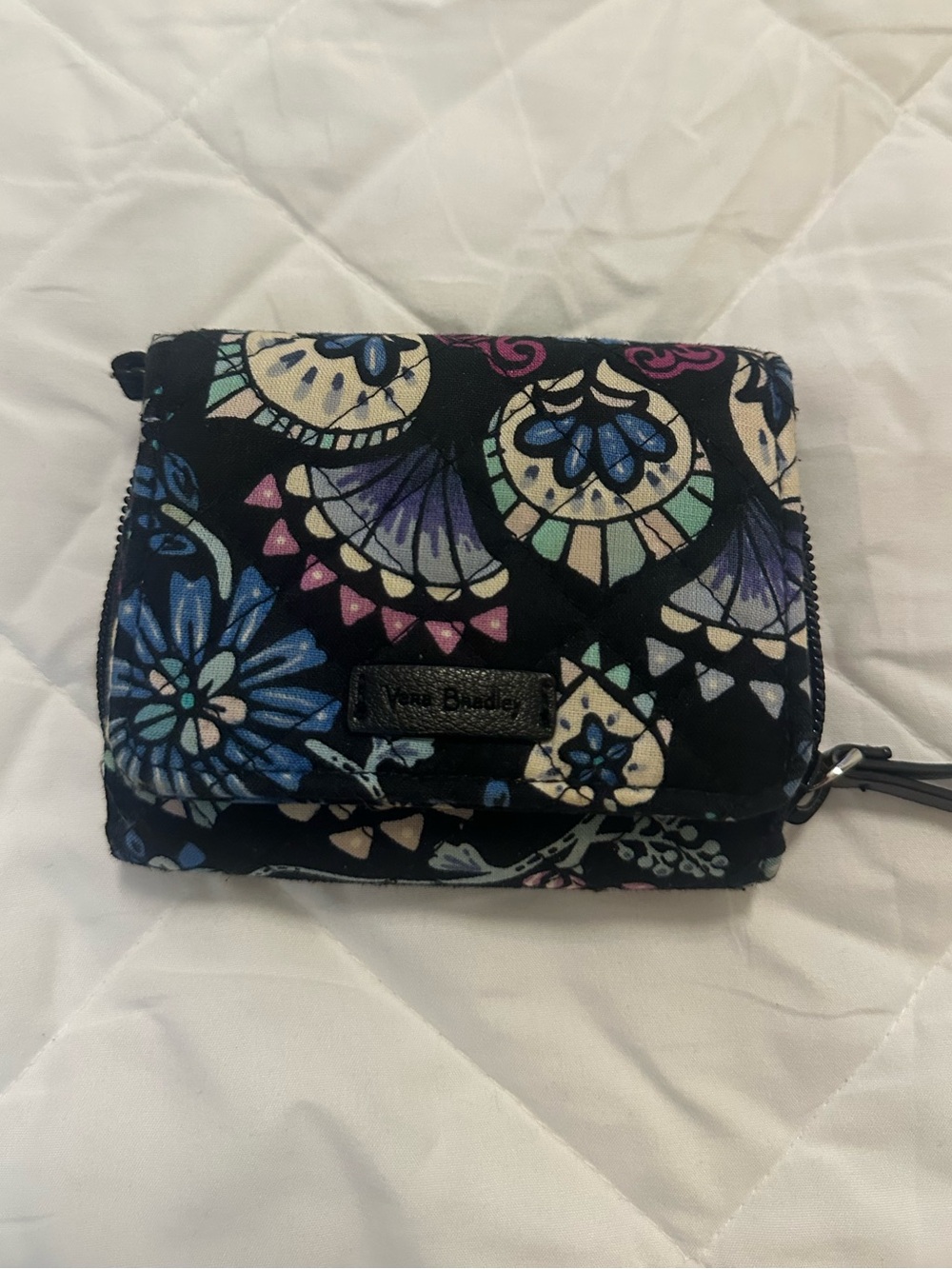 Vera Bradley Small Wallet Black Multicolor Floral Wristlet